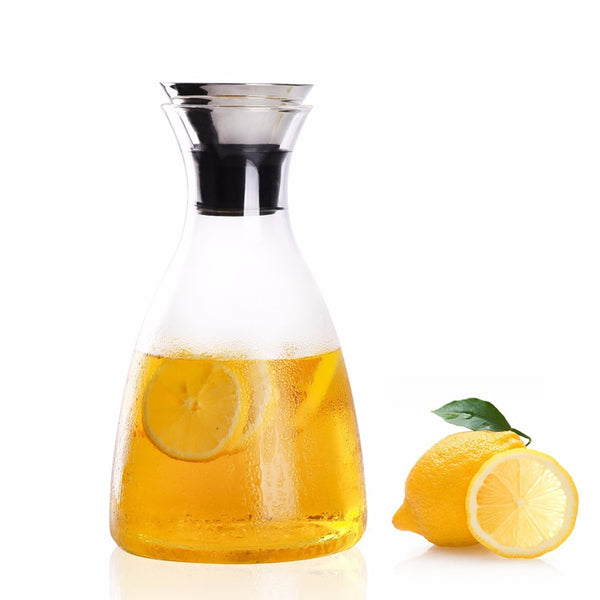 Glass Carafe with Stainless Steel Silicone Flip-top Lid