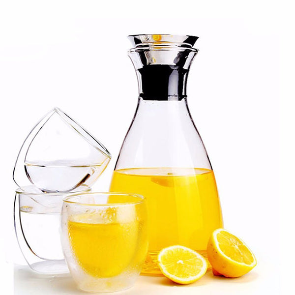 Glass Carafe with Stainless Steel Silicone Flip-top Lid