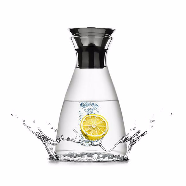 Glass Carafe with Stainless Steel Silicone Flip-top Lid